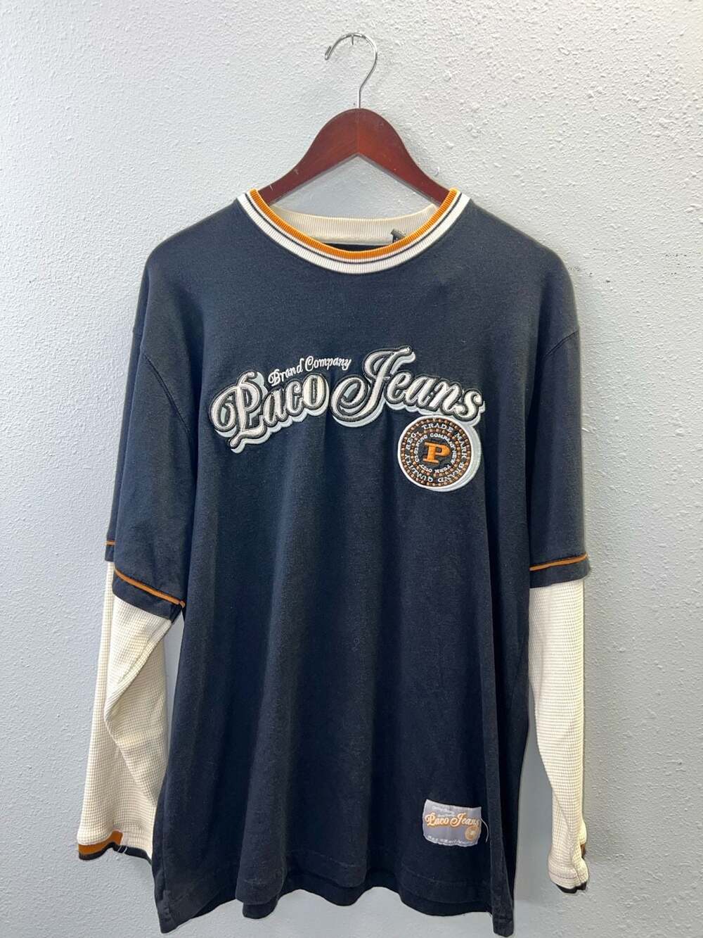 Vintage Paco Jeans 90s Double Layer Thermal Long Sleeve Shirt Medium 0212